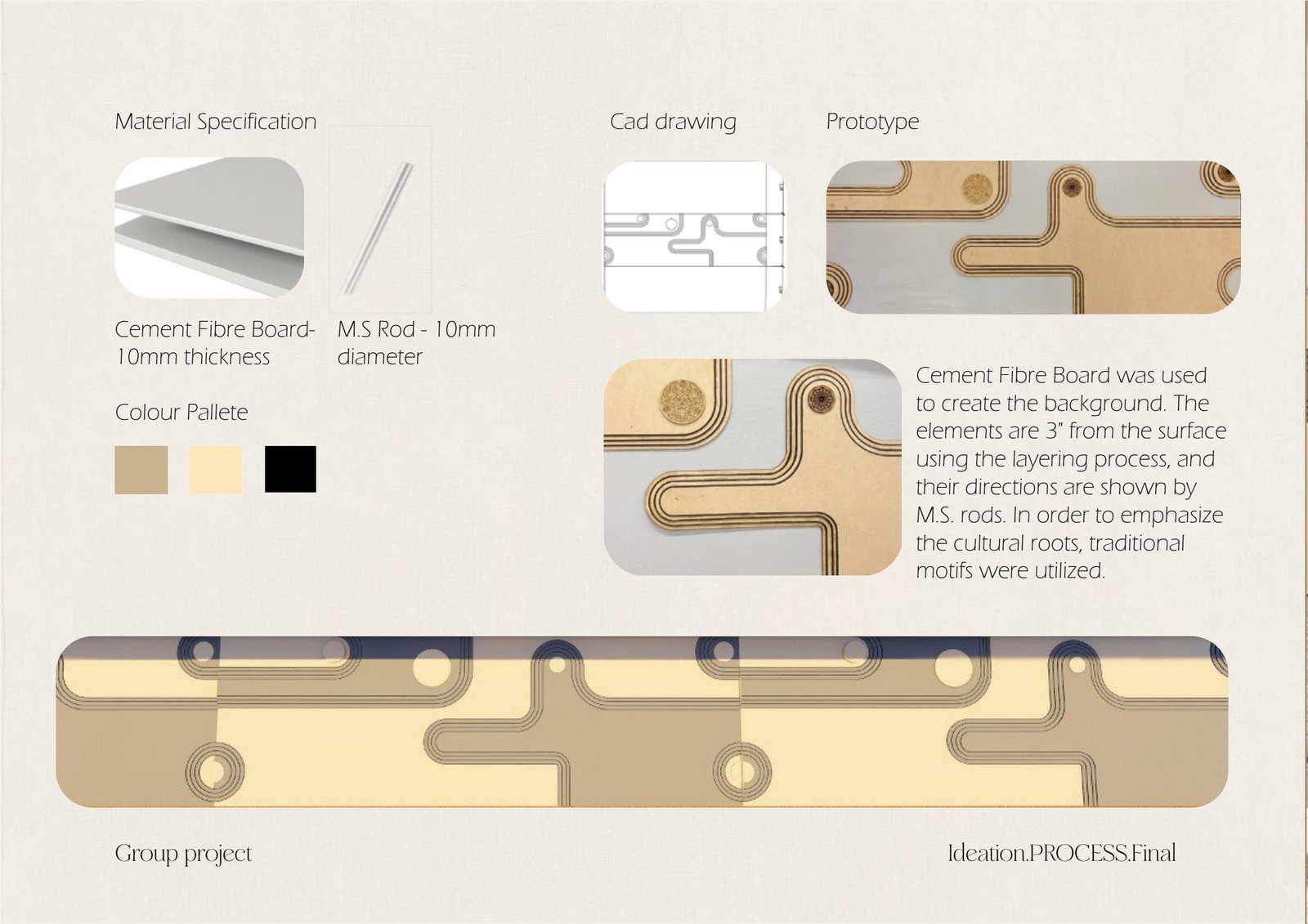 Material specification, CAD and prototype