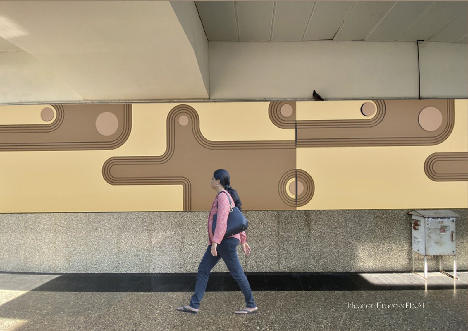 Final mural surface on the metro wall