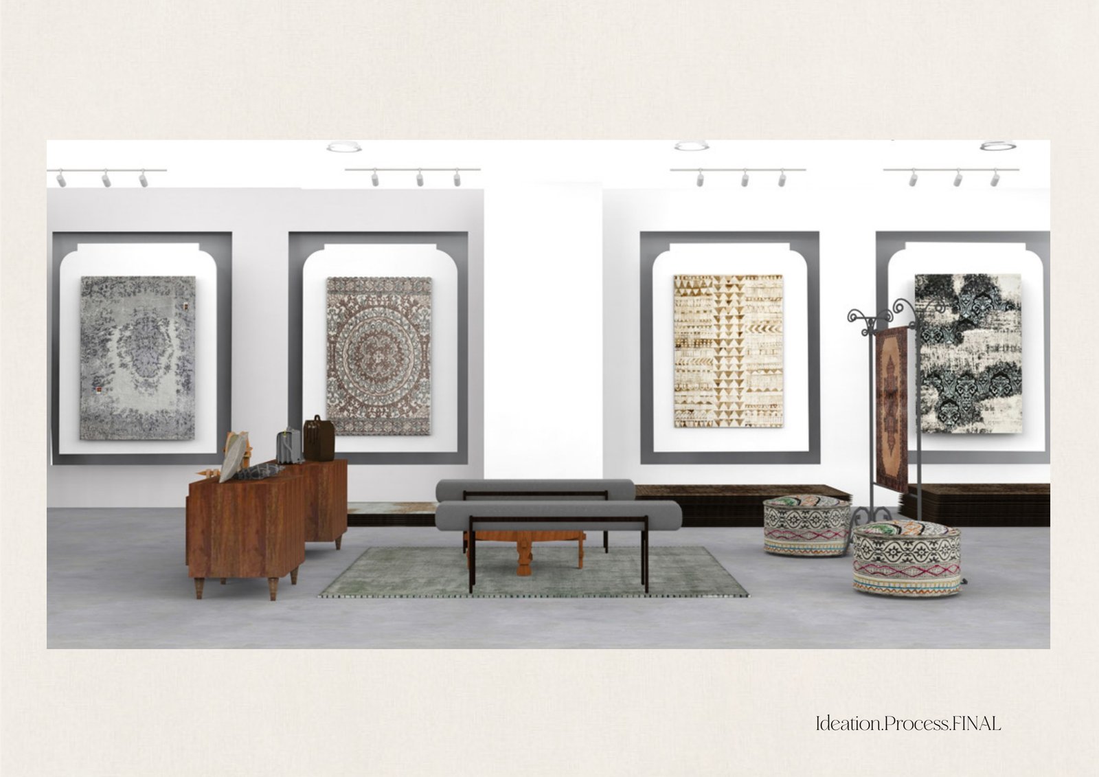 Riyasat store visualization with rugs on display