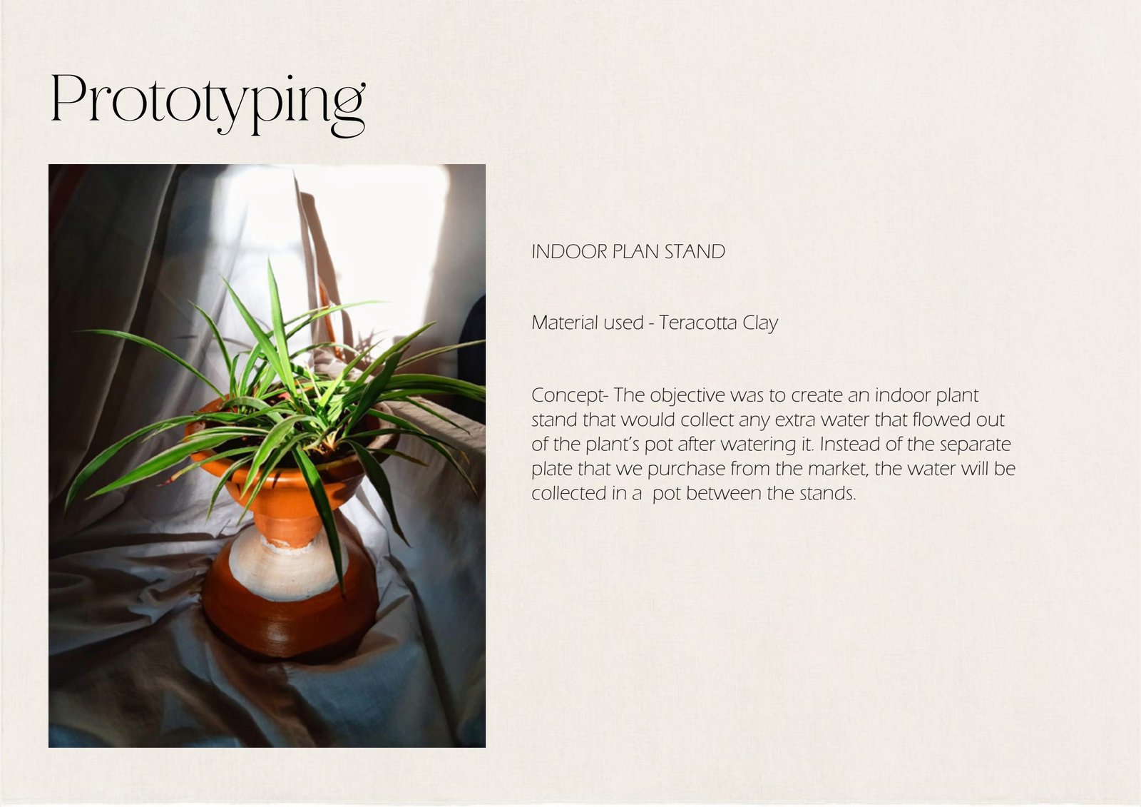 Terracotta indoor plant stand prototype